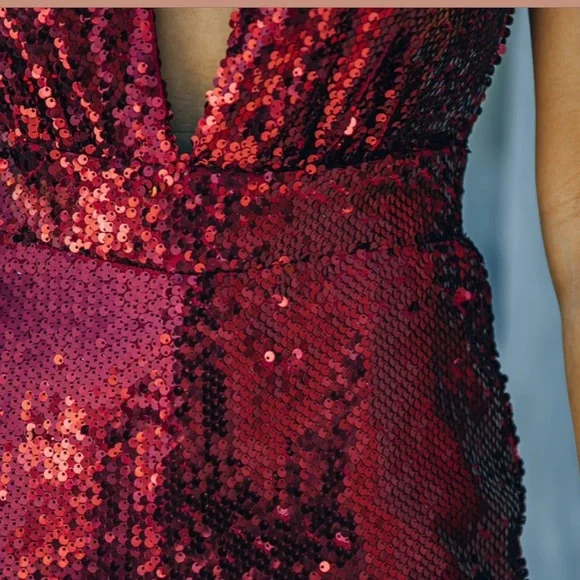 Burgundy Sequin Jumpsuit - Picture 5 of 6